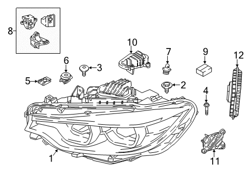 2018 BMW M3 Headlamps Led Module Daytime Driving Lights Right Diagram for 63117493230