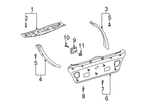 2002 Lexus IS300 Interior Trim - Lift Gate Clip Diagram for 90467-07090-A0