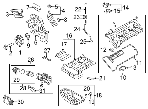 2012 Hyundai Genesis Filters Engine Oil Filter Assembly Diagram for 263103F300