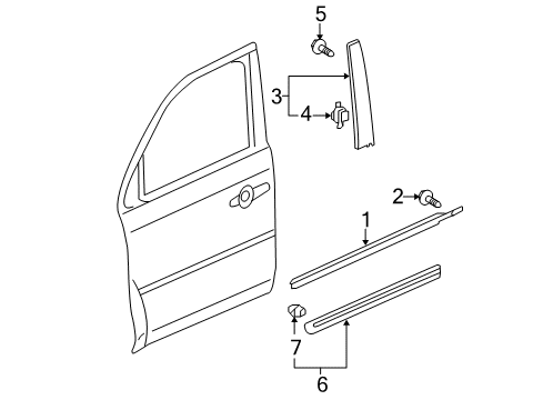 2014 Honda Pilot Exterior Trim - Front Door Protector, R. FR. Door *NH700M* (ALABASTER SILVER METALLIC) Diagram for 75302-SZA-A12ZJ