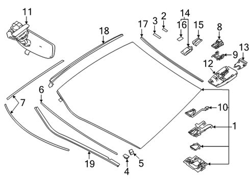 2022 Toyota Mirai Glass, Reveal Moldings Mirror Cover Diagram for 86466-62070