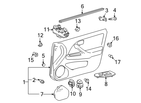 2000 Toyota Camry Door & Components Belt Weatherstrip Diagram for 68172-33010