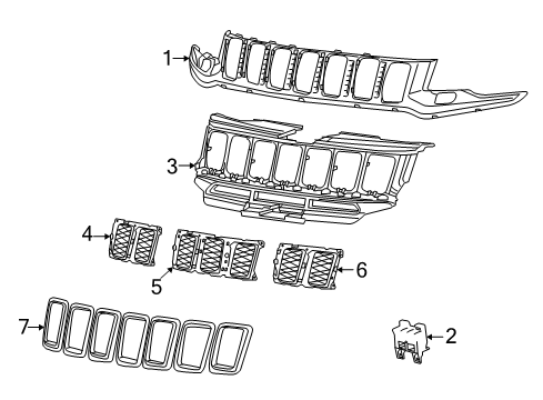 2021 Jeep Grand Cherokee Grille & Components Reinforce-Grille Diagram for 5182391AB
