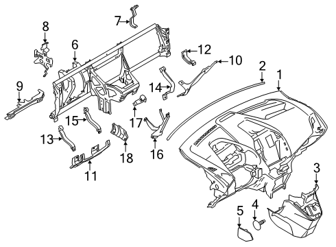 2021 Ford Transit Connect Cluster & Switches, Instrument Panel Lower Panel Retainer Clip Diagram for AM5Z-58519A16-BC