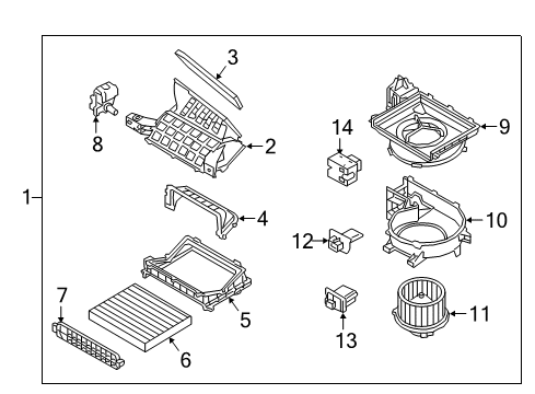 2018 Hyundai Accent HVAC Case Case-Blower, Upper Diagram for 97111H9000