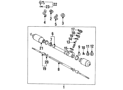 1993 Toyota Tercel Steering Column & Wheel, Steering Gear & Linkage Gear Assembly Mount Bushing Diagram for 45516-16050