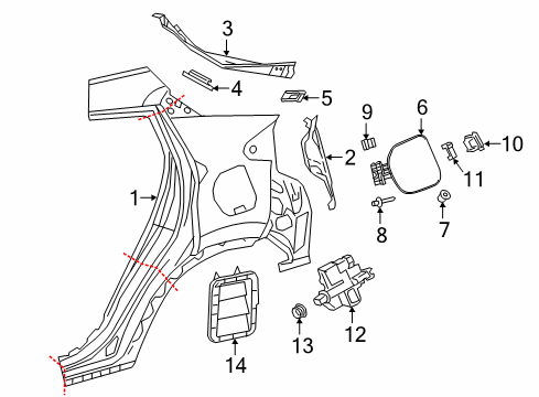 2018 Toyota C-HR Fuel Door Fuel Door Cover Diagram for 77399-10010