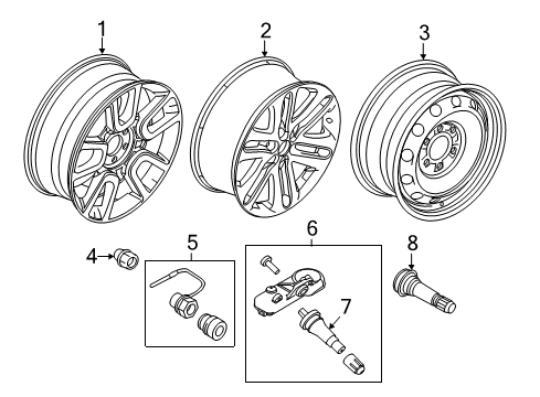 2014 Ford F-150 Wheels, Covers & Trim Wheel, Alloy Diagram for DL3Z-1007-C