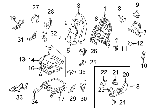 2010 Nissan GT-R Heated Seats Cover RECLINING Device Inner Diagram for 87456-JL01A
