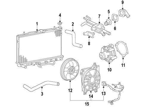 2009 Kia Optima Cooling System, Radiator, Water Pump, Cooling Fan Motor Assembly Diagram for 253862G280