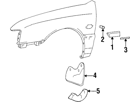 1994 Hyundai Elantra Exterior Trim - Fender Moulding Assembly-Fender Waist Line, RH Diagram for 87714-28600