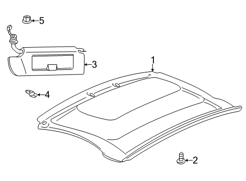 2000 Chevrolet Corvette Interior Trim - Roof Sunshade Holder Diagram for 10411051