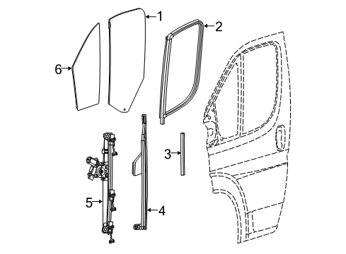 2018 Ram ProMaster 2500 Front Door WEATHERSTRIP-Front Door Glass Run Diagram for 68134040AA