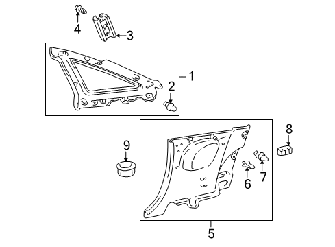 2004 Toyota Celica Interior Trim - Quarter Panels Pillar Trim Diagram for 62411-20400