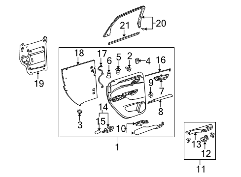 2012 Cadillac SRX Rear Door Switch Assembly Diagram for 22784913