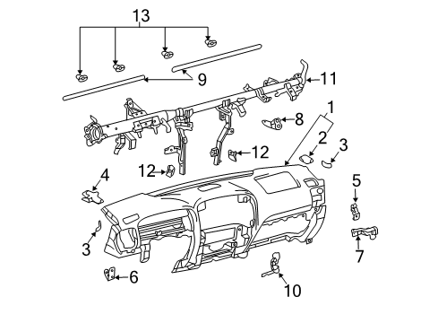 2009 Lexus GX470 Cluster & Switches, Instrument Panel Instrument Panel Clip Diagram for 55345-35020