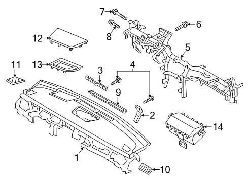 2017 Genesis G90 Cluster & Switches, Instrument Panel Bracket-Crash Pad Center Mounting Diagram for 84716-D2000