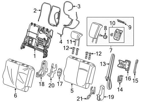 2022 Honda Odyssey Third Row Seats Pad, Left Rear Seat-Back Diagram for 82527-THR-A01