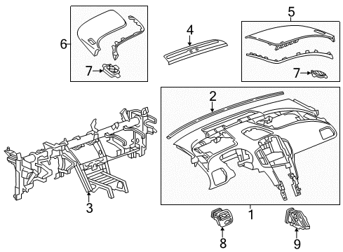 2015 Chevrolet Volt Cluster & Switches, Instrument Panel Air Outlet Diagram for 22835273