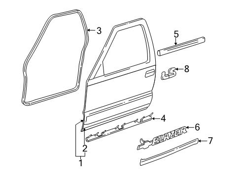2004 Chevrolet Blazer Front Door & Components, Exterior Trim Front Side Door Lock Assembly Diagram for 15111448