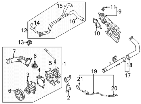 2021 Genesis GV80 Powertrain Control Gasket-Water Pump Diagram for 251302T000