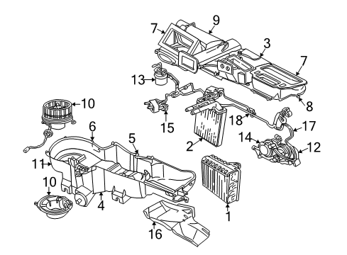2006 Jeep Liberty A/C Evaporator & Heater Components Core-Heater Diagram for 5066555AB