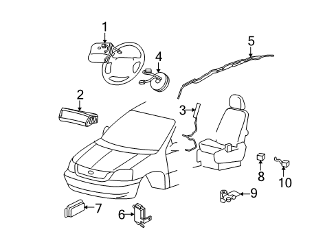 2006 Ford Freestar Air Bag Components Side Sensor Diagram for 6F2Z-14B345-BA