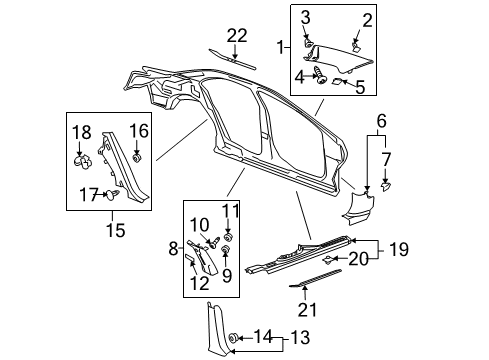 2010 Pontiac G6 Interior Trim - Pillars, Rocker & Floor Carpet Retainer Clip Diagram for 11609711