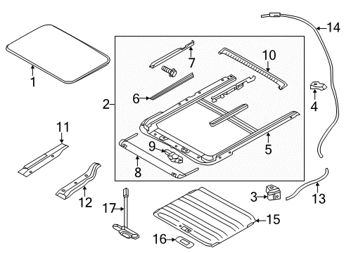 2014 Nissan Quest Sunroof Bracket-Sunroof, Front Diagram for 91314-1JA1A