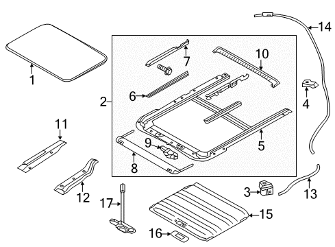 2014 Nissan Quest Sunroof Shade Assy-Sunroof Diagram for 91250-1JA2A