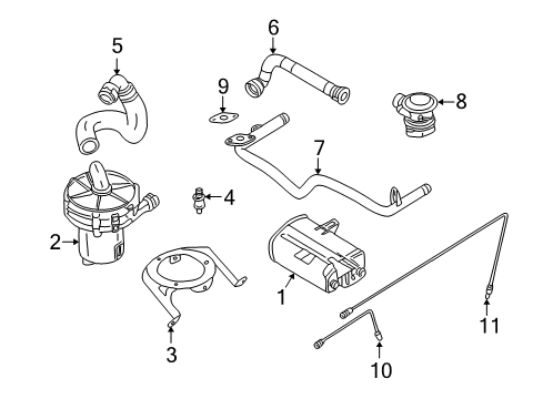 2001 BMW X5 Emission Components Secondary Air Line Diagram for 11721433344