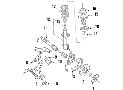 1984 Nissan Stanza Front Suspension Components, Lower Control Arm, Upper Control Arm, Stabilizer Bar Hub-Front Wheel Diagram for 40202-D0100