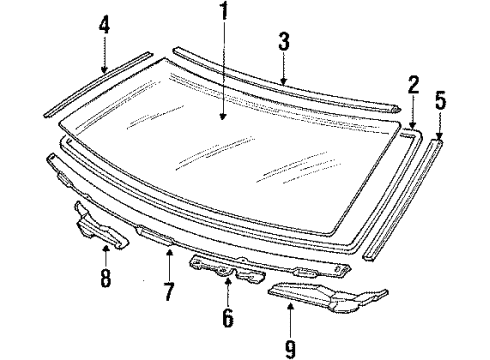 1992 Mitsubishi Mirage Windshield Glass Arm Windshield WIPER LH Diagram for MB859103