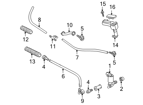 2011 Lexus LX570 Headlamp Washers/Wipers Hose Diagram for 90445-14059