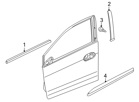 2010 Honda Insight Exterior Trim - Front Door Garnish, L. FR. Door Sash Diagram for 72470-TM8-A01