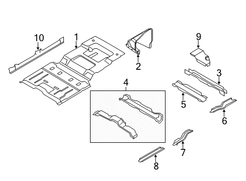 2007 Ford Expedition Rear Body Rear Floor Pan Diagram for 9L1Z-4011215-A