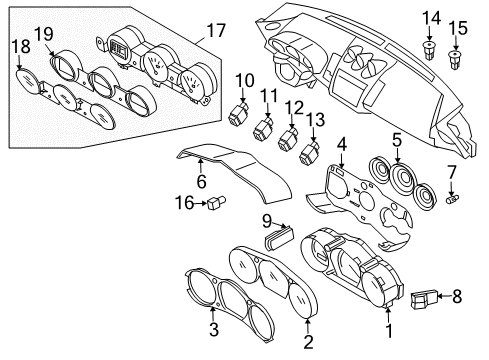 2007 Nissan 350Z Switches Control Assembly-Illumination Diagram for 25290-CF40A