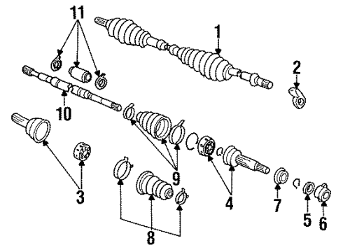 1992 Nissan NX Axle Shaft - Front Shaft Assy-Front Drive, LH Diagram for 39101-60Y10