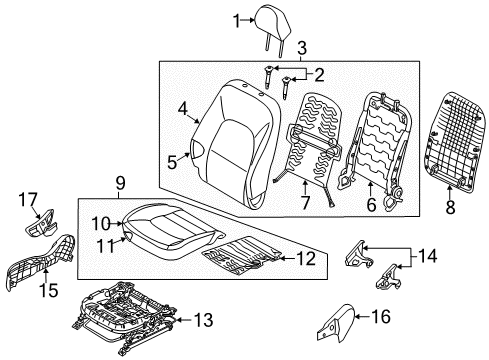 2014 Kia Rio Passenger Seat Components Cushion Assembly-Front S Diagram for 882001WAL0BB2