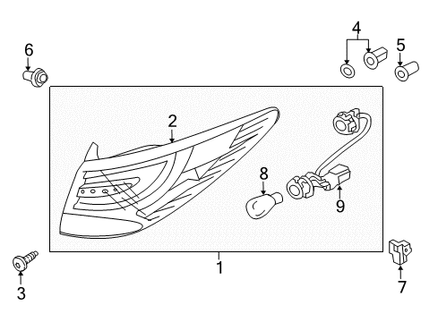 2014 Hyundai Tucson Tail Lamps Rear Combination Holder & Wiring Diagram for 92480-2S520