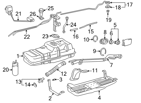 2002 Toyota 4Runner Fuel System Components Connector Hose Diagram for 77213-35360