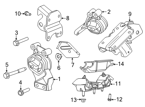 2013 Ram 1500 Engine & Trans Mounting Bracket-Transmission Mount Diagram for 68154323AA