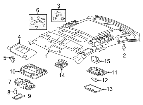 2016 Honda Civic Interior Trim - Roof Light Ass*NH882L* Diagram for 34180-TBA-A01ZA