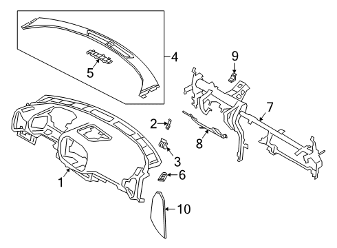 2022 Kia Soul Cluster & Switches, Instrument Panel Cover-DEFROSTER Side Diagram for 97353K0000