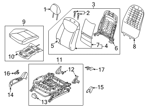 2016 Hyundai Elantra Heated Seats Cushion Assembly-Front Seat, Passenger Diagram for 88200-3X112-MSH