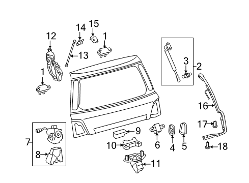 2009 Lexus LX570 Lift Gate Stay Assy, Back Door Diagram for 68960-69155