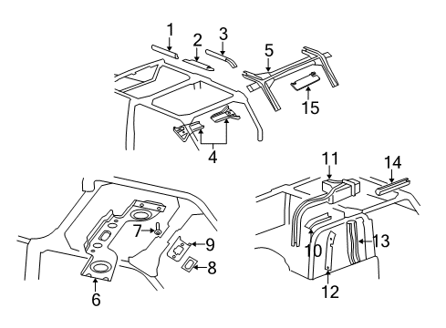 2009 Jeep Wrangler Interior Trim - Roll Bar & Components Molding-Sport Bar Diagram for 55361314AB