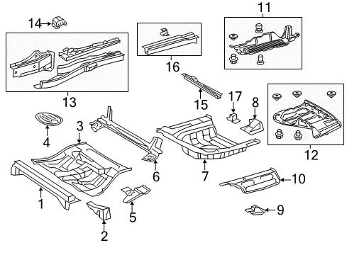 2014 Toyota Camry Rear Body - Floor & Rails Crossmember Extension Diagram for 57696-06010