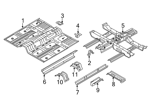 2014 Kia Sorento Floor & Rails Bracket Assembly-Amp Mounting Diagram for 651072P500