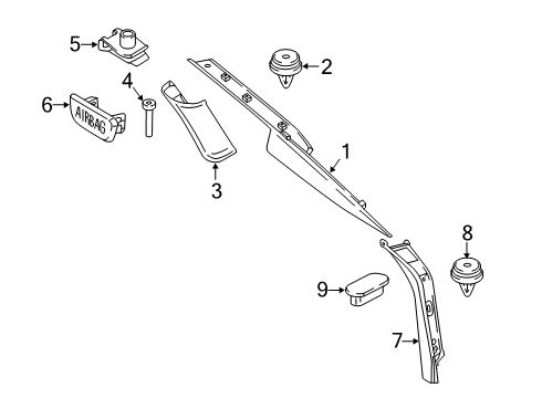 2019 BMW 640i xDrive Gran Turismo Interior Trim - Quarter Panels COVER COLUMN C RIGHT Diagram for 51438073708